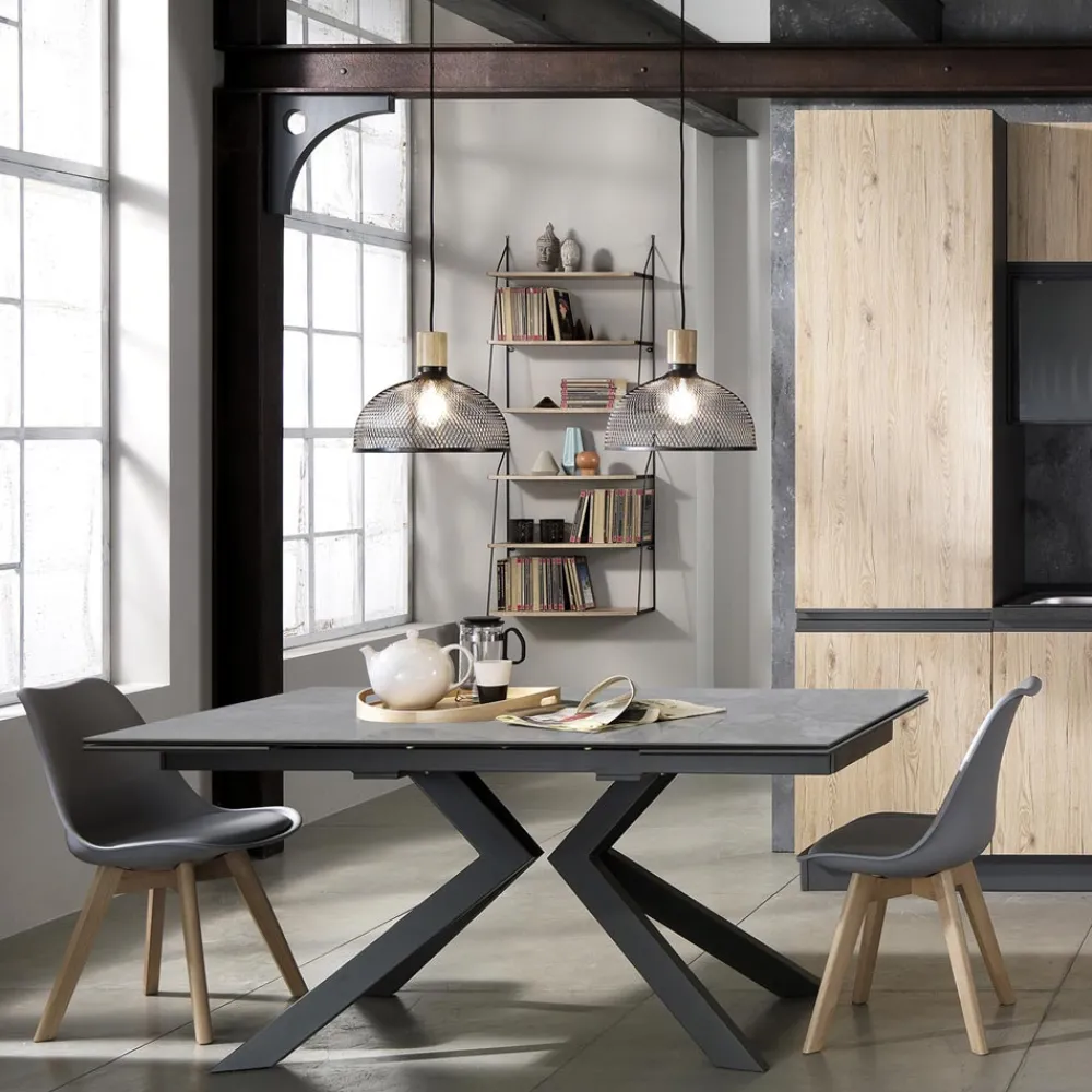 Viadurini Living Ausziehbare Esstische-Ausziehbarer Tisch auf 240 cm aus Keramik mit Marmor-Finish – Chlor