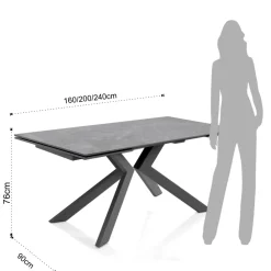 Viadurini Living Ausziehbare Esstische-Ausziehbarer Tisch auf 240 cm aus Keramik mit Marmor-Finish – Chlor