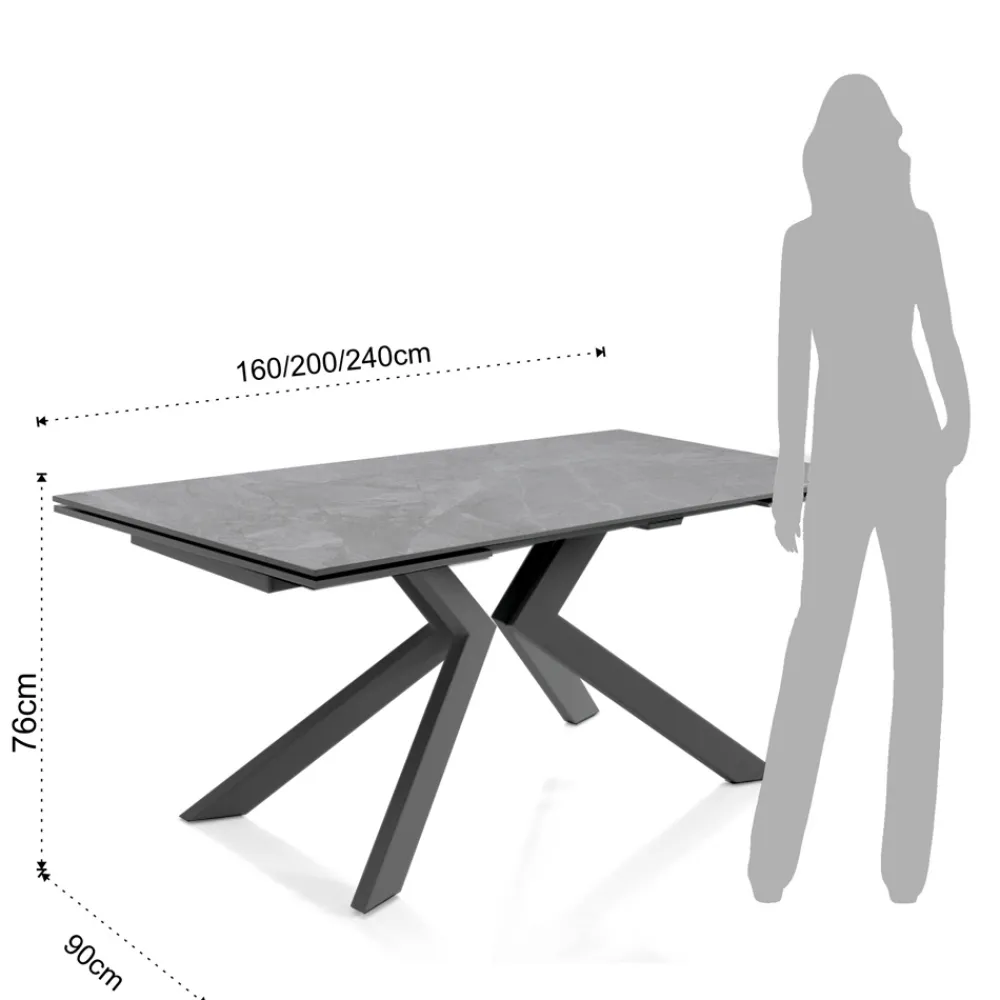 Viadurini Living Ausziehbare Esstische-Ausziehbarer Tisch auf 240 cm aus Keramik mit Marmor-Finish – Chlor