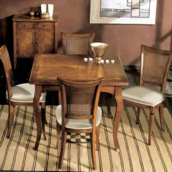 Viadurini Classic Ausziehbare Esstische-Ausziehbarer Tisch auf 200 cm mit 4 Stühlen aus Bassano-Holz, hergestellt in Italien – Bernstein