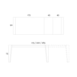 Viadurini Living Ausziehbare Esstische-Ausziehbarer Tisch auf 265 cm aus Canaletto-Walnussholz, hergestellt in Italien – Orchidea