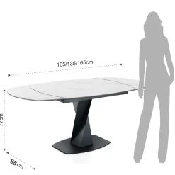 Viadurini Living Ausziehbare Esstische-Ausziehbarer Tisch auf 165 cm aus Metall und Keramik – Boccanera