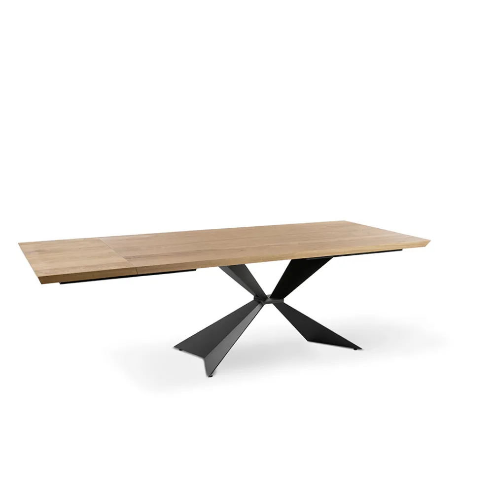 Viadurini Living Ausziehbare Esstische-Ausziehbarer Tisch auf 300 cm mit Metallgestell und Eichenholzplatte – Marineblau