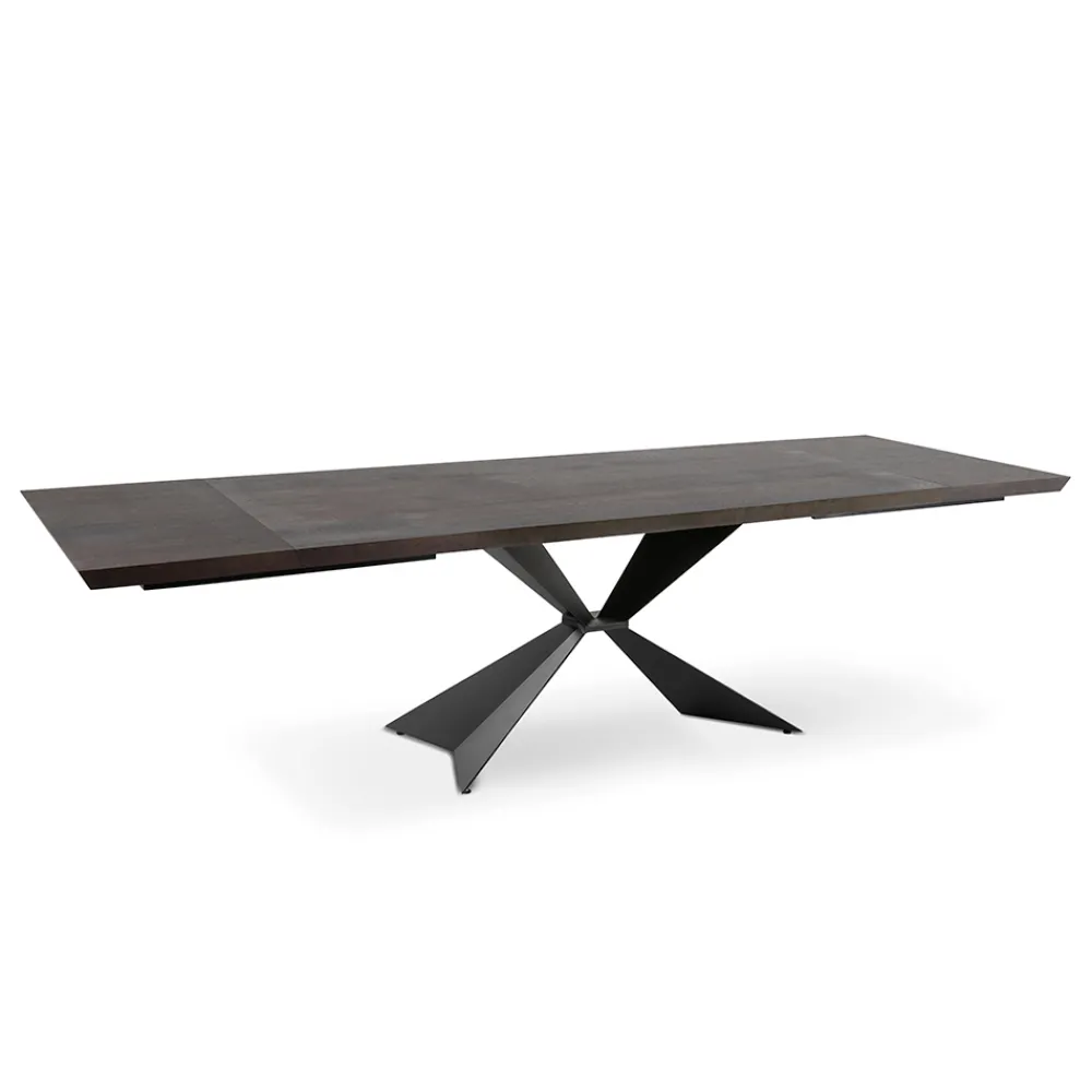 Viadurini Living Ausziehbare Esstische-Ausziehbarer Tisch auf 300 cm mit Metallgestell und Eichenholzplatte – Marineblau