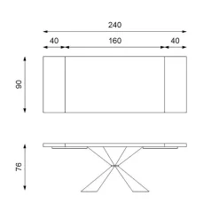 Viadurini Living Ausziehbare Esstische-Ausziehbarer Tisch auf 300 cm mit Metallgestell und Eichenholzplatte – Marineblau
