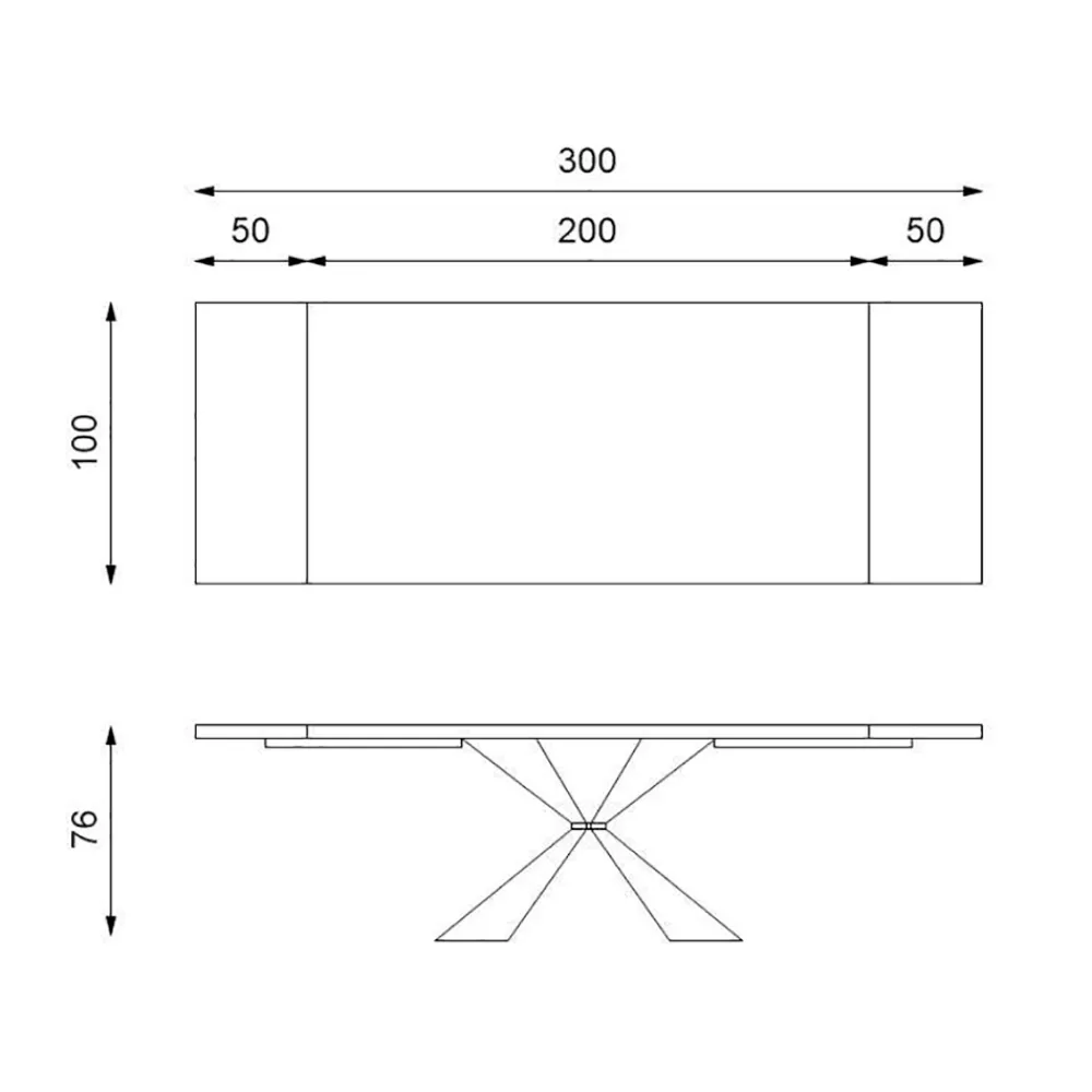 Viadurini Living Ausziehbare Esstische-Ausziehbarer Tisch auf 300 cm mit Metallgestell und Eichenholzplatte – Marineblau