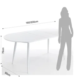 Viadurini Living Ausziehbare Esstische-Ausziehbarer Tisch auf 200 cm aus Metall und weißem MDF – Lobster