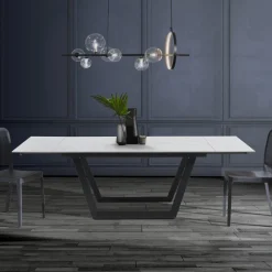 Viadurini Living Ausziehbare Esstische-Ausziehbarer Tisch auf 240 cm aus grauem Stahl – Bonito