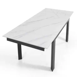 Viadurini Living Ausziehbare Esstische-Ausziehbarer Tisch auf 180 cm in weißem Marmor-Finish – Brotola