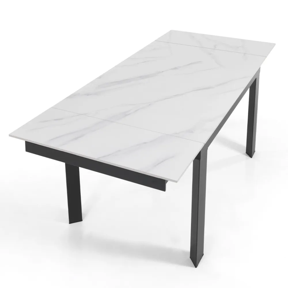 Viadurini Living Ausziehbare Esstische-Ausziehbarer Tisch auf 180 cm in weißem Marmor-Finish – Brotola