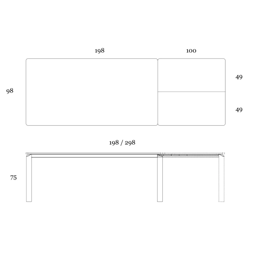 Viadurini Living Ausziehbare Esstische-Ausziehbarer Tisch auf 298 cm aus Keramik und Metall Made in Italy – Tulip