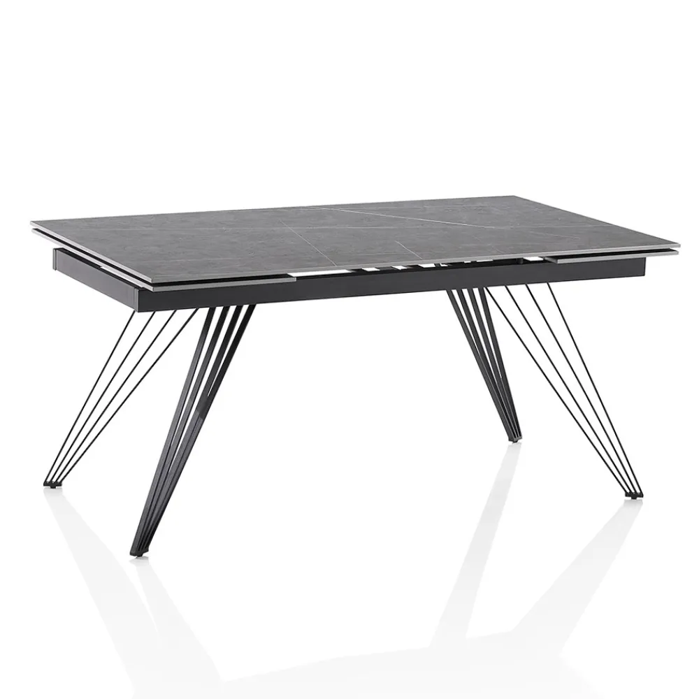 Viadurini Living Ausziehbare Esstische-Ausziehbarer Tisch auf 240 cm aus Keramik und schwarzem Metall – Leila