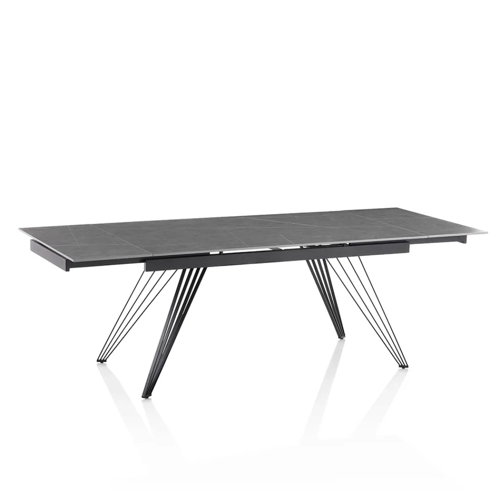 Viadurini Living Ausziehbare Esstische-Ausziehbarer Tisch auf 240 cm aus Keramik und schwarzem Metall – Leila