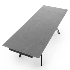 Viadurini Living Ausziehbare Esstische-Ausziehbarer Tisch auf 240 cm aus Keramik und schwarzem Metall – Leila
