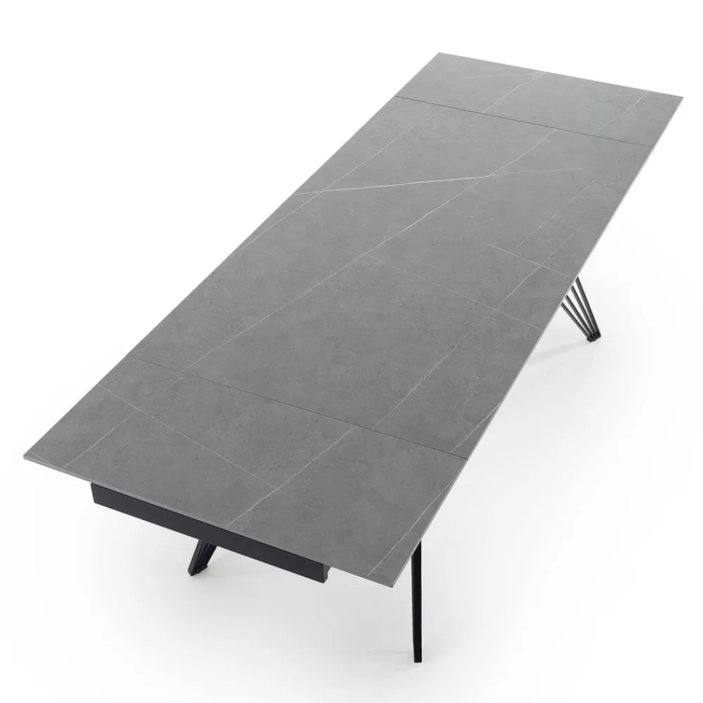 Viadurini Living Ausziehbare Esstische-Ausziehbarer Tisch auf 240 cm aus Keramik und schwarzem Metall – Leila
