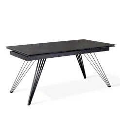 Viadurini Living Ausziehbare Esstische-Ausziehbarer Tisch auf 240 cm aus Keramik und schwarzem Metall – Leila