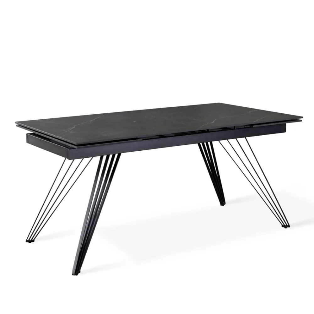 Viadurini Living Ausziehbare Esstische-Ausziehbarer Tisch auf 240 cm aus Keramik und schwarzem Metall – Leila