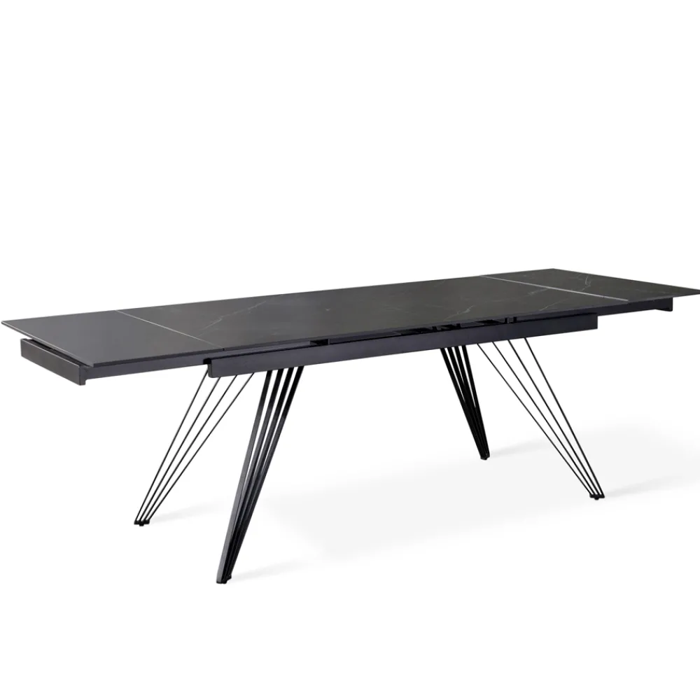 Viadurini Living Ausziehbare Esstische-Ausziehbarer Tisch auf 240 cm aus Keramik und schwarzem Metall – Leila