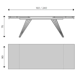 Viadurini Living Ausziehbare Esstische-Ausziehbarer Tisch auf 240 cm aus Keramik und schwarzem Metall – Leila