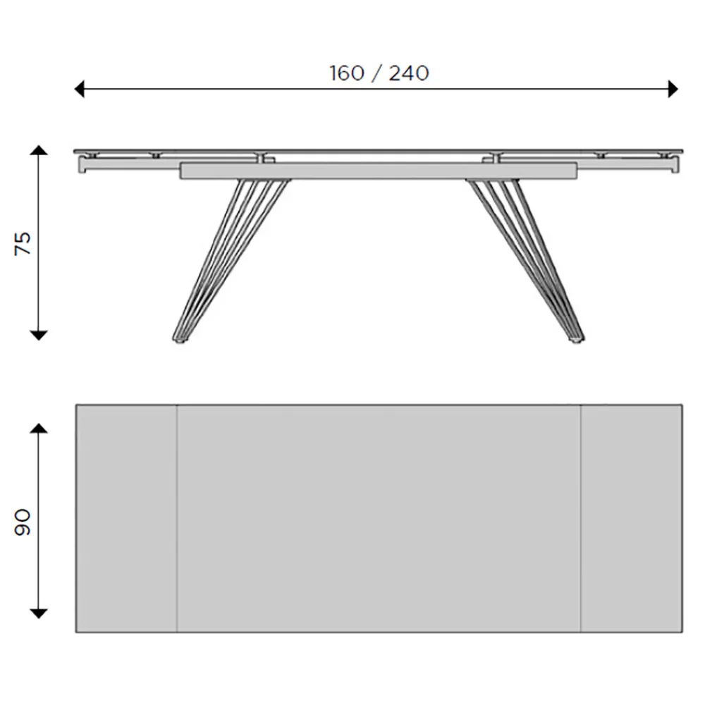 Viadurini Living Ausziehbare Esstische-Ausziehbarer Tisch auf 240 cm aus Keramik und schwarzem Metall – Leila