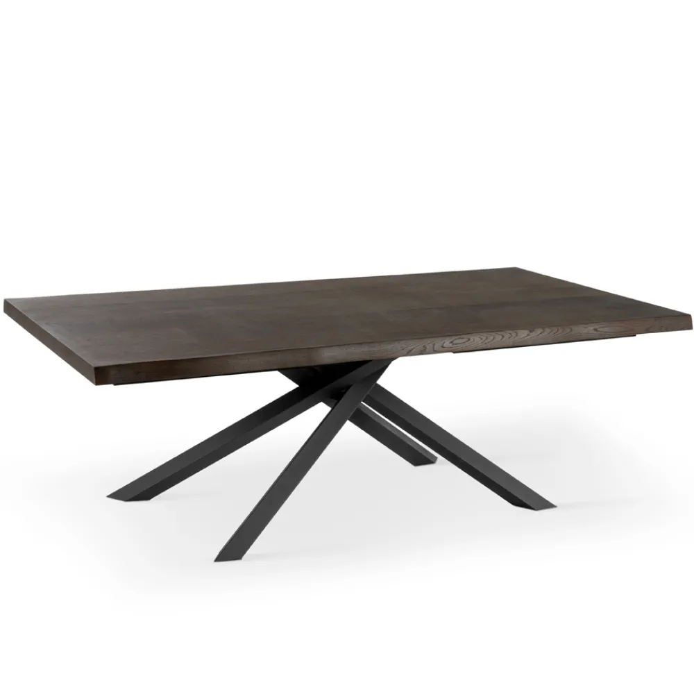 Viadurini Living Ausziehbare Esstische-Ausziehbarer Tisch auf 300 cm aus Eichenfurnier und schwarzem Metallgestell – Xino