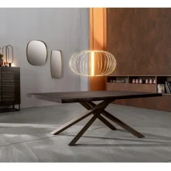 Viadurini Living Ausziehbare Esstische-Ausziehbarer Tisch auf 300 cm aus Eichenfurnier und schwarzem Metallgestell – Xino