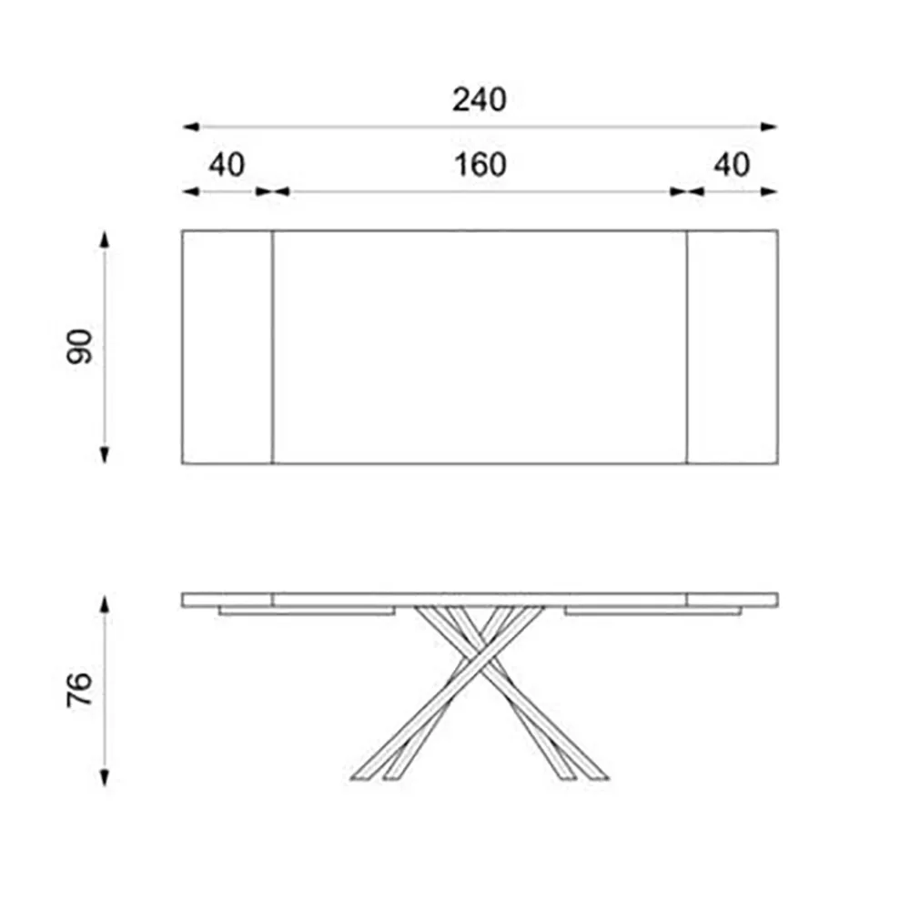 Viadurini Living Ausziehbare Esstische-Ausziehbarer Tisch auf 300 cm aus Eichenfurnier und schwarzem Metallgestell – Xino