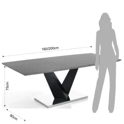 Viadurini Living Ausziehbare Esstische-Ausziehbarer Tisch auf 200 cm aus MDF-Zement – Holmium