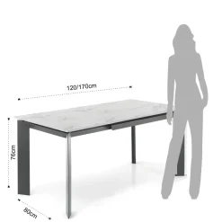 Viadurini Living Ausziehbare Esstische-Ausziehbarer Tisch auf 170 cm aus Stahl und Keramik – Sphinx
