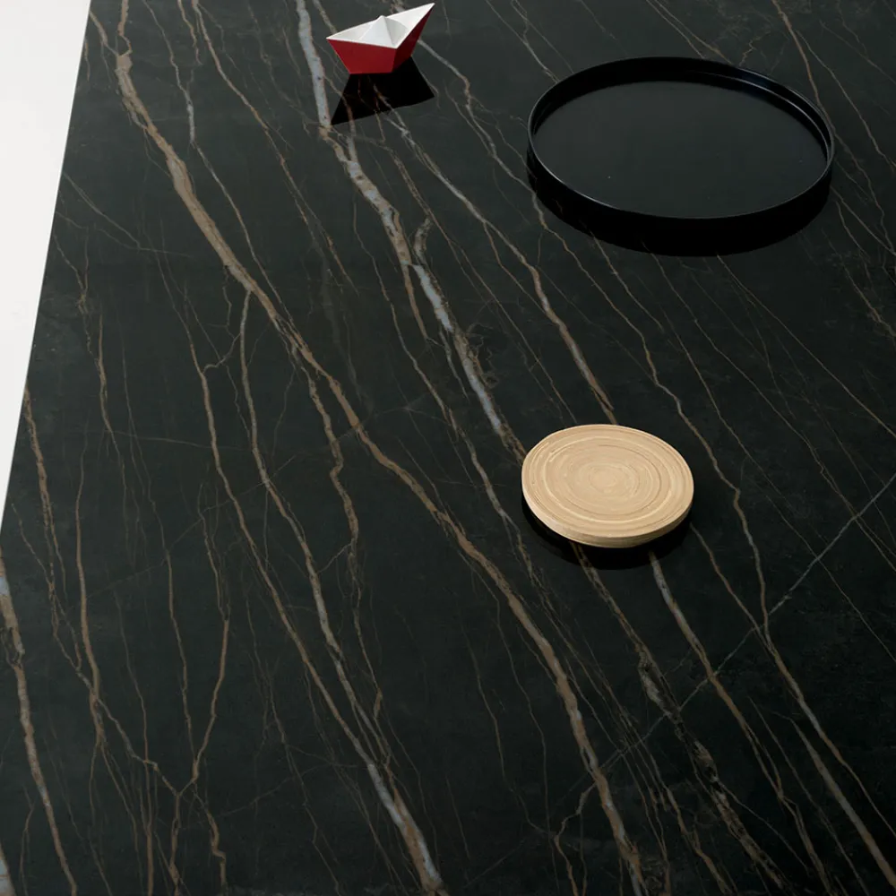 Viadurini Living Ausziehbare Esstische-Ausziehbarer Tisch auf 2,4 m aus Massivholz und Keramikplatte - Antares