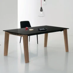 Viadurini Living Ausziehbare Esstische-Ausziehbarer Tisch auf 2,4 m aus Massivholz und Keramikplatte - Antares