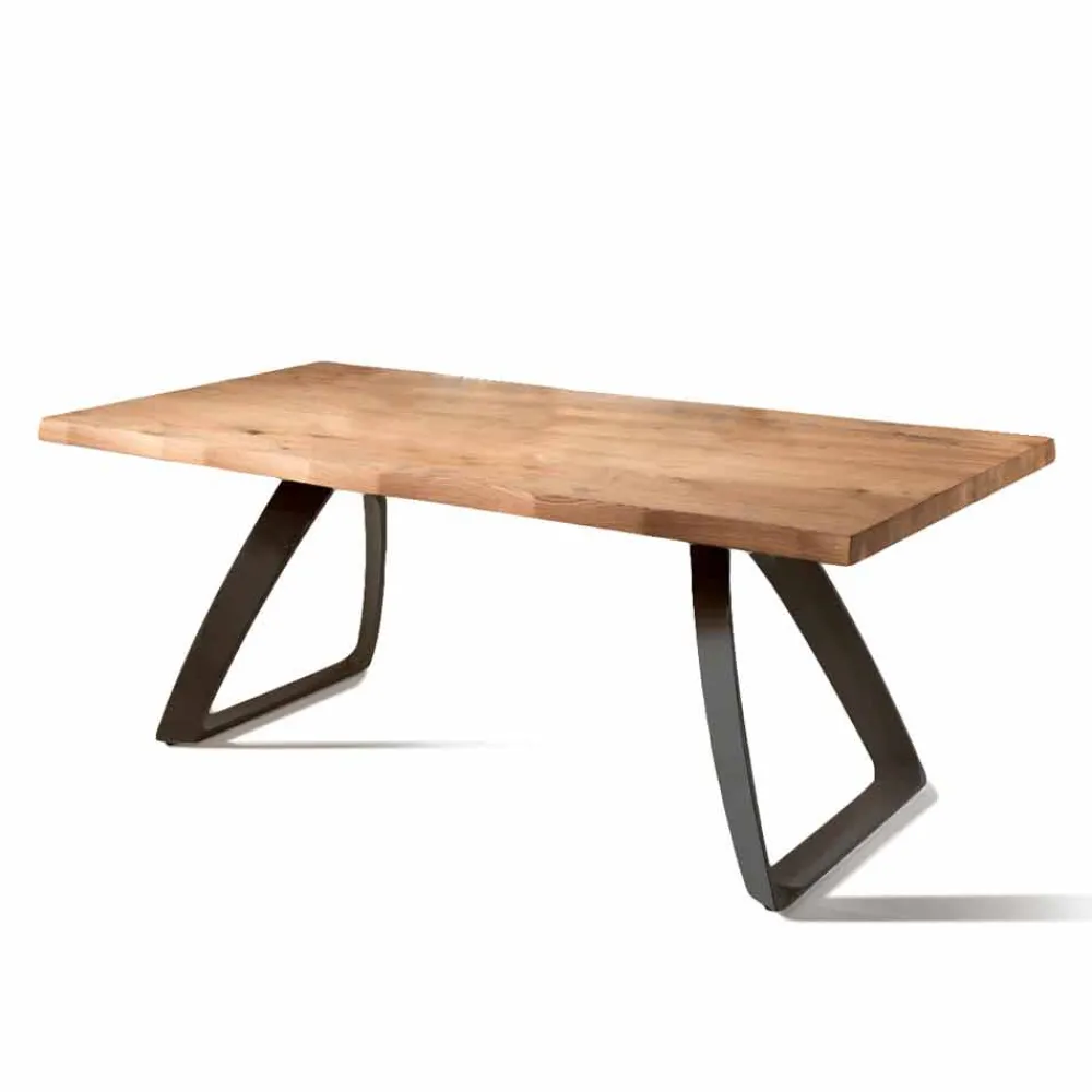 Viadurini Living Ausziehbare Esstische-Ausziehbarer Tisch aus Furnierholz Eiche und Metall schwarz Travis