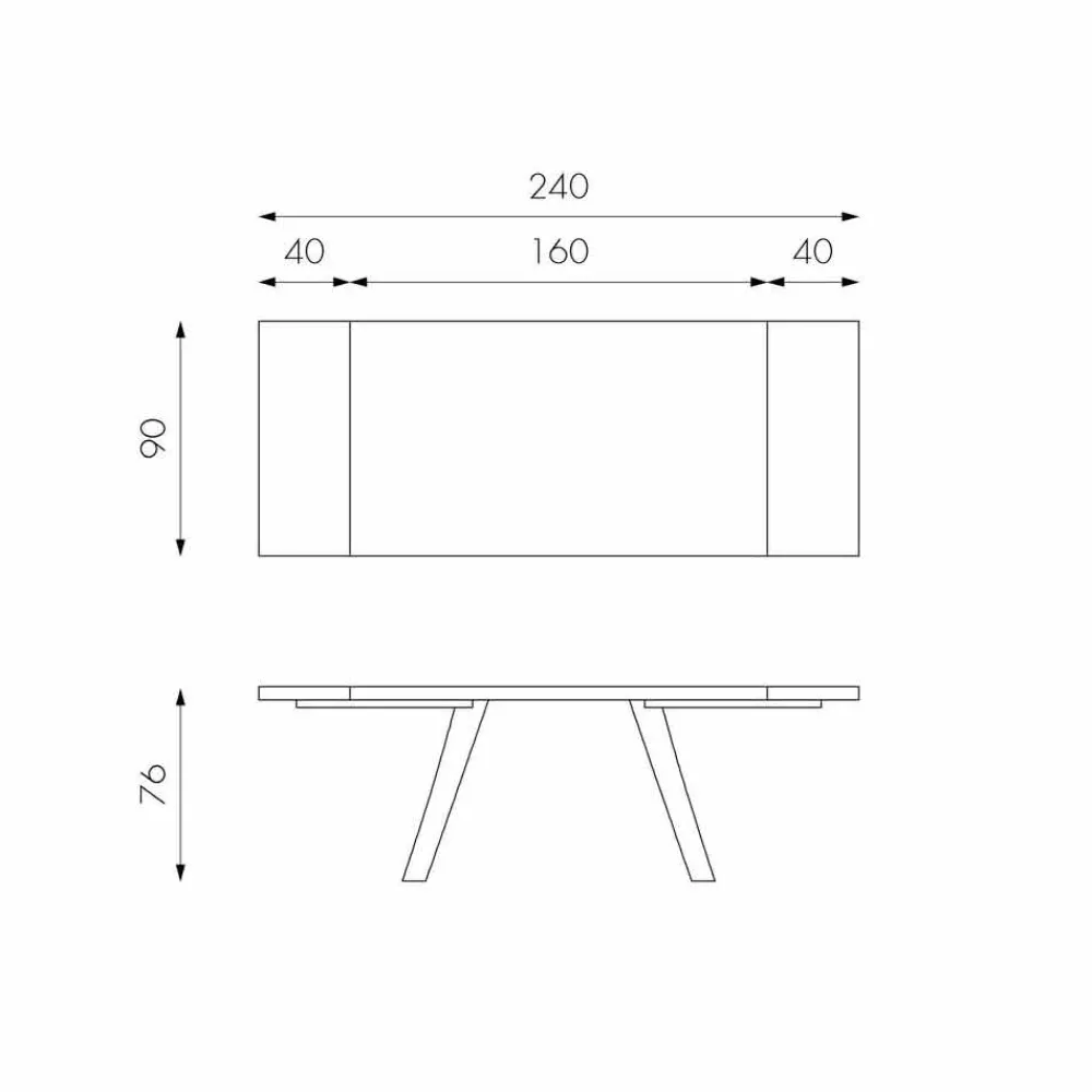 Viadurini Living Ausziehbare Esstische-Ausziehbarer Tisch aus Furnierholz Eiche und Metall schwarz Travis