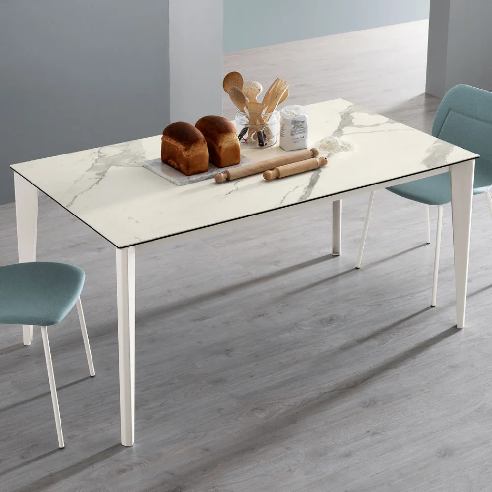 Viadurini Living Ausziehbare Esstische-Ausziehbarer Tisch aus Glaskeramik und Metallgestell in verschiedenen Ausführungen - Ariel