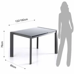Viadurini Living Ausziehbare Esstische-Ausziehbarer Tisch aus grau lackiertem Glas und Zeno Metall