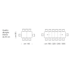 Viadurini Living Ausziehbare Esstische-Ausziehbarer Tisch aus Laminatholz bis zu 470 cm, hergestellt in Italien – Gordito