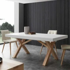 Viadurini Living Ausziehbare Esstische-Ausziehbarer Tisch aus Massivholz weiß Rico