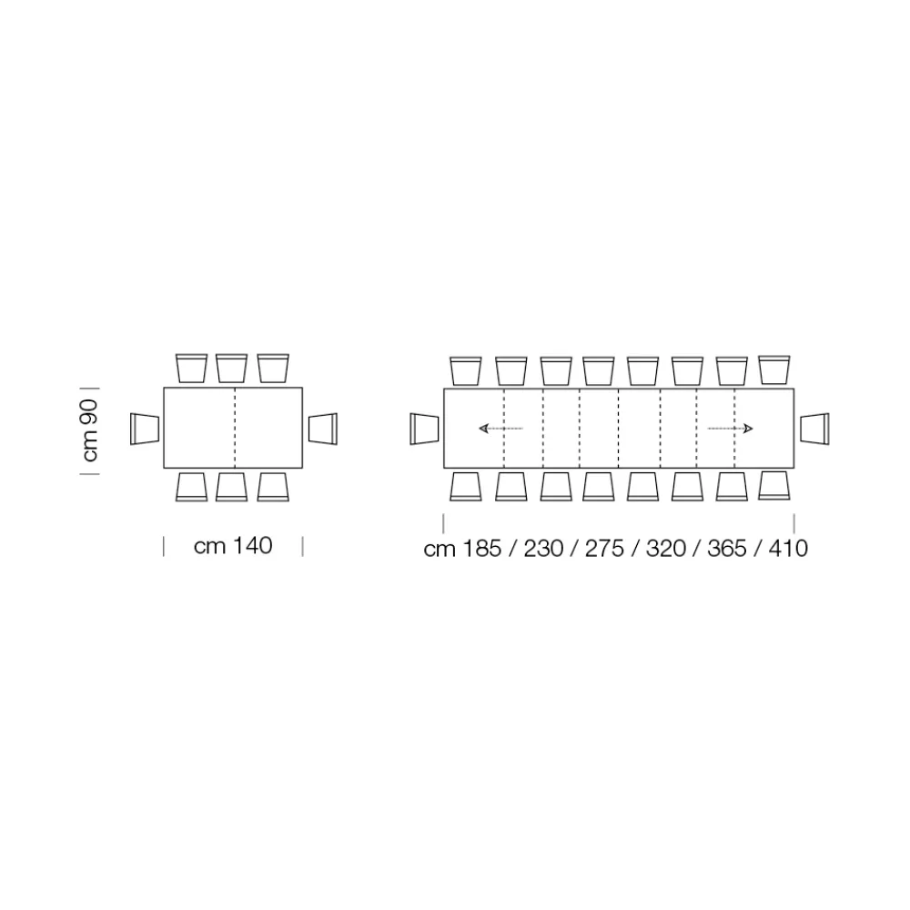 Viadurini Living Ausziehbare Esstische-Ausziehbarer Tisch aus Melaminholz bis zu 470 cm, hergestellt in Italien – Gordito