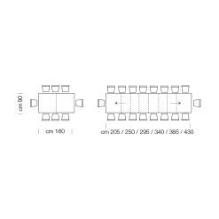 Viadurini Living Ausziehbare Esstische-Ausziehbarer Tisch aus Melaminholz bis zu 470 cm, hergestellt in Italien – Gordito