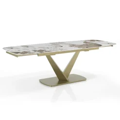 Viadurini Living Ausziehbare Esstische-Ausziehbarer Tisch aus Metall und Keramikplatte in Onyxmarmor-Finish - Marche