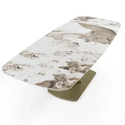 Viadurini Living Ausziehbare Esstische-Ausziehbarer Tisch aus Metall und Keramikplatte in Onyxmarmor-Finish - Marche