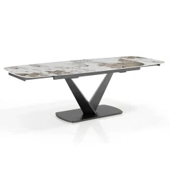 Viadurini Living Ausziehbare Esstische-Ausziehbarer Tisch aus Metall und Keramikplatte in Onyxmarmor-Finish - Marche