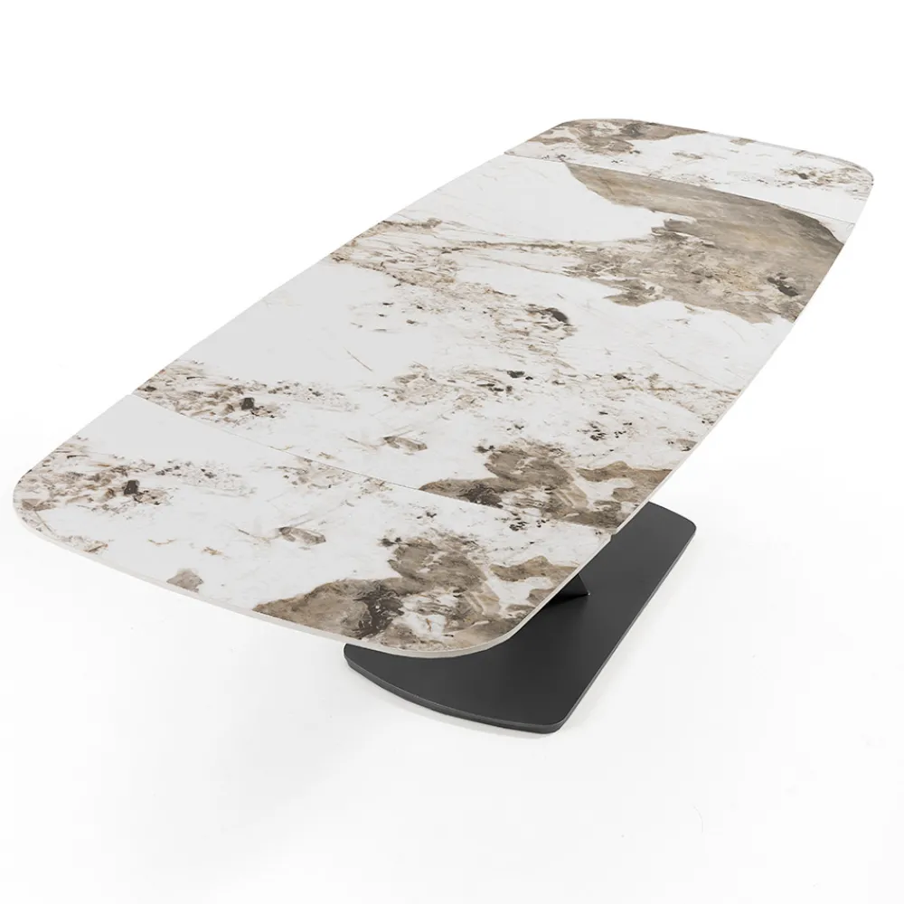 Viadurini Living Ausziehbare Esstische-Ausziehbarer Tisch aus Metall und Keramikplatte in Onyxmarmor-Finish - Marche