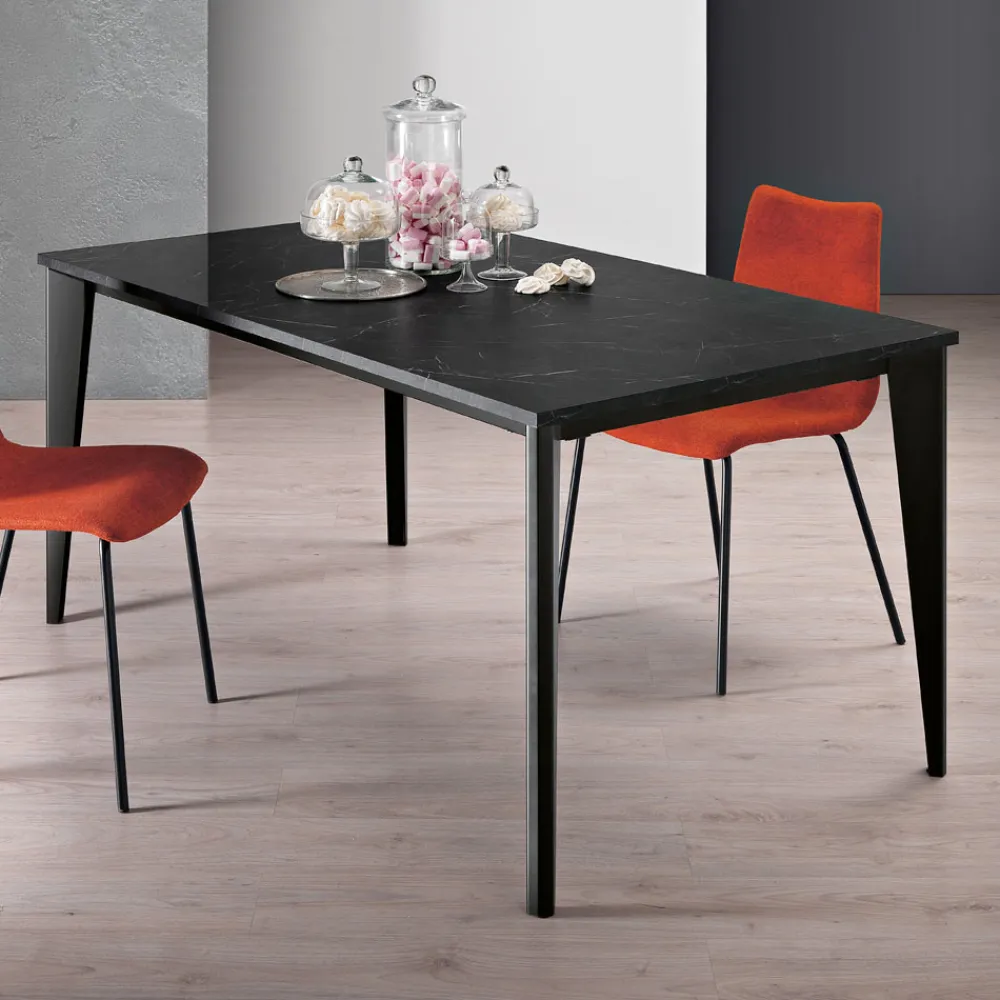 Viadurini Living Ausziehbare Esstische-Ausziehbarer Tisch aus Melamin in schwarzem Marmor-Finish Made in Italy - Ariel