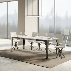 Viadurini Living Ausziehbare Esstische-Ausziehbarer Tisch aus Melaminholz und anthrazitfarbener Eisenunterplatte – Sassone