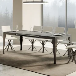 Viadurini Living Ausziehbare Esstische-Ausziehbarer Tisch aus Melaminholz und anthrazitfarbener Eisenunterplatte – Sassone