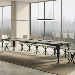 Viadurini Living Ausziehbare Esstische-Ausziehbarer Tisch aus Melaminholz und anthrazitfarbener Eisenunterplatte – Sassone