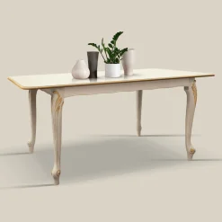 Viadurini Classic Ausziehbare Esstische-Ausziehbarer Tisch bis 220 cm aus weißem und goldenem Holz Made in Italy - Luxus
