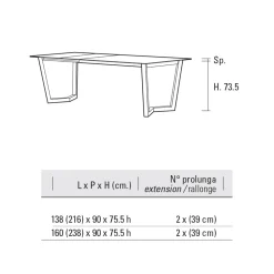 Viadurini Living Ausziehbare Esstische-Ausziehbarer Tisch bis 238 cm aus Metall und HPL Made in Italy - Pablito