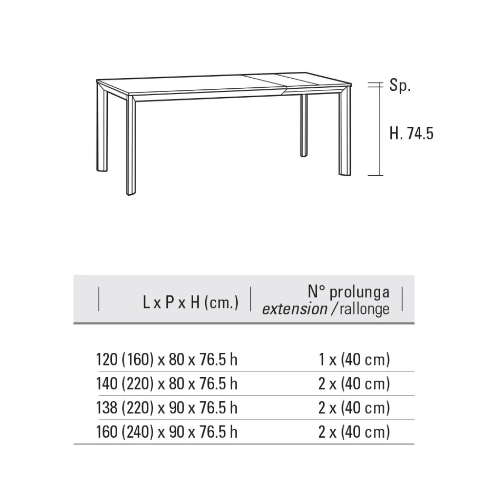 Viadurini Living Ausziehbare Esstische-Ausziehbarer Tisch bis 240 cm aus Aluminium und HPL Made in Italy - Filiberto